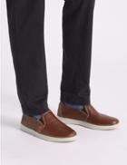 Marks & Spencer Leather Slip-on Shoes With Airflex&trade; Tan