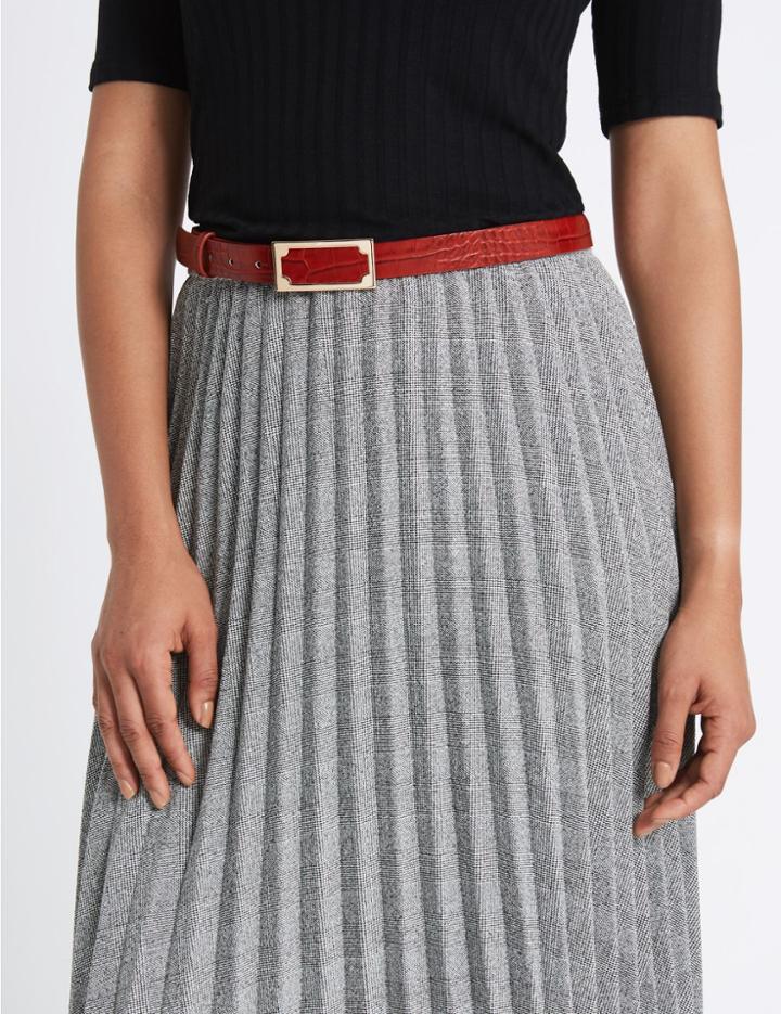 Marks & Spencer Faux Leather Jeans Hip Belt Red