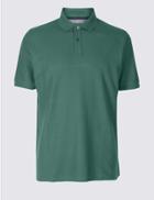 Marks & Spencer Pure Cotton Pique Polo Shirt Green