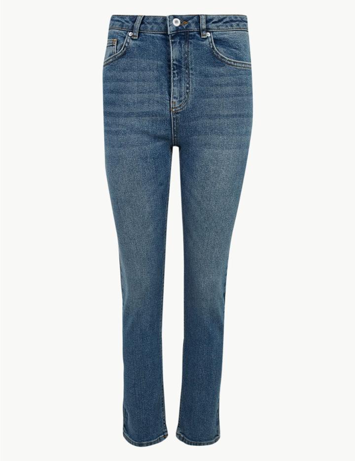Marks & Spencer Authentic High Waist Straight Leg Jeans Medium Indigo