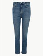 Marks & Spencer Authentic High Waist Straight Leg Jeans Medium Indigo