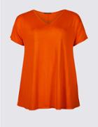 Marks & Spencer Curve V-neck Short Sleeve T-shirt Flame