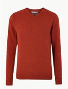 Marks & Spencer Pure Lambswool V-neck Jumper Orange