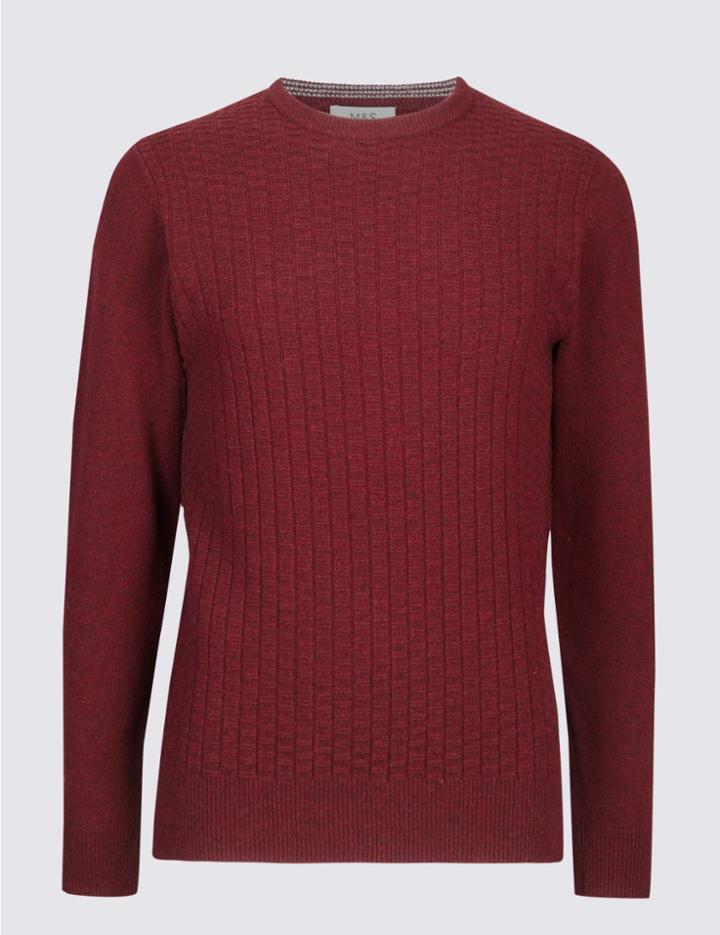 Marks & Spencer Wool Rich Textured Jumper Burgundy