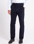 Marks & Spencer Cotton Rich Corduroy Trousers Navy