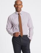 Marks & Spencer Cotton Blend Non-iron Regular Fit Shirt Burgundy Mix