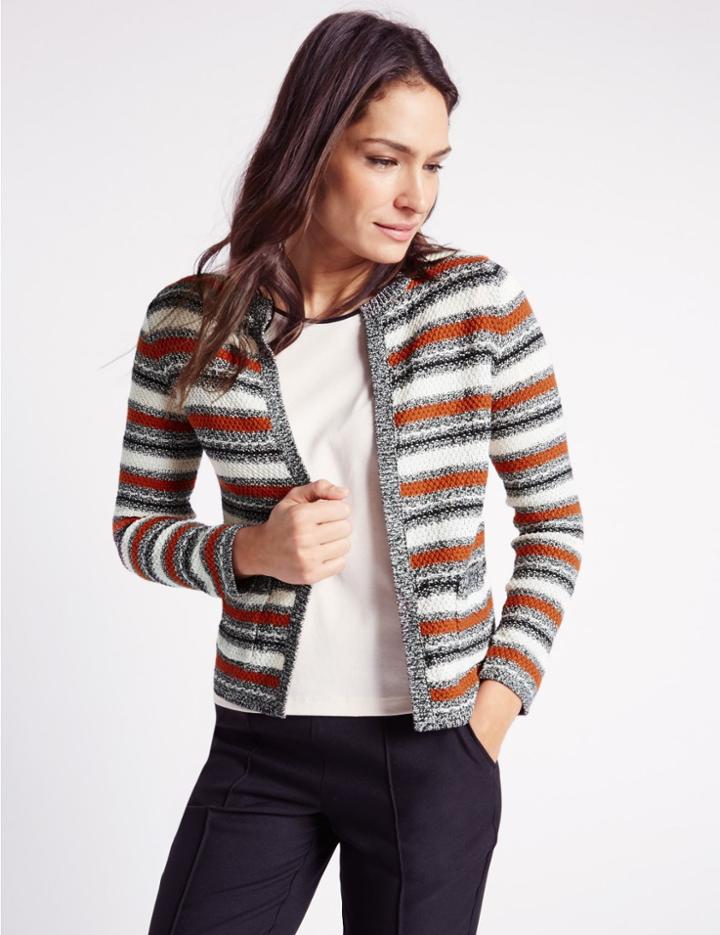 Marks & Spencer Textured 2 Pocket Cardigan Bronze Mix