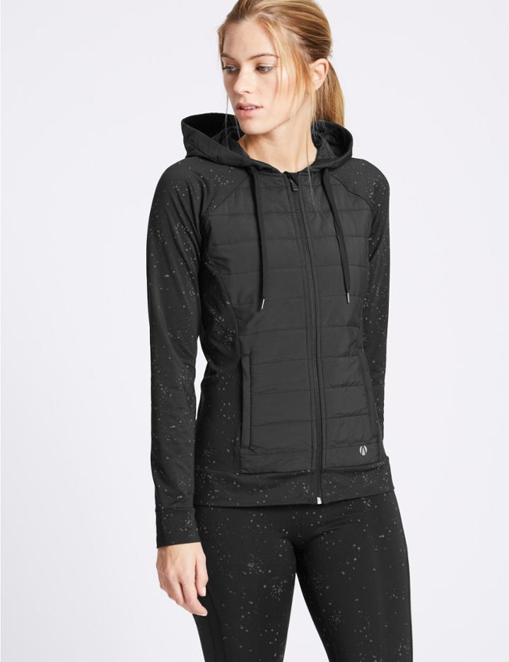 Marks & Spencer Reflective Print Padded Hooded Top Black Mix