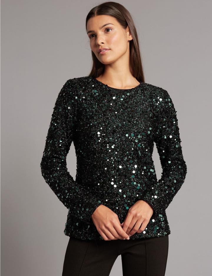 Marks & Spencer Sparkly Sequin Long Sleeve T-shirt Teal