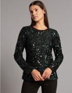 Marks & Spencer Sparkly Sequin Long Sleeve T-shirt Teal