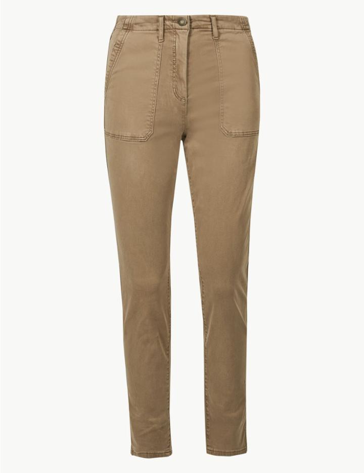 Marks & Spencer High Waist Skinny Leg Trousers Camel