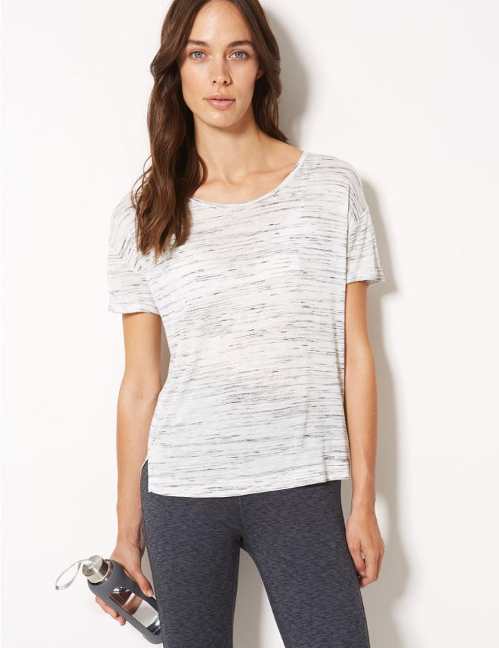 Marks & Spencer Textured Short Sleeve Top Grey Mix