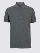 Marks & Spencer Pure Cotton Polo Shirt Charcoal Mix