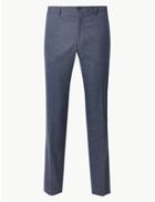 Marks & Spencer Slim Fit Flat Front Trousers Blue