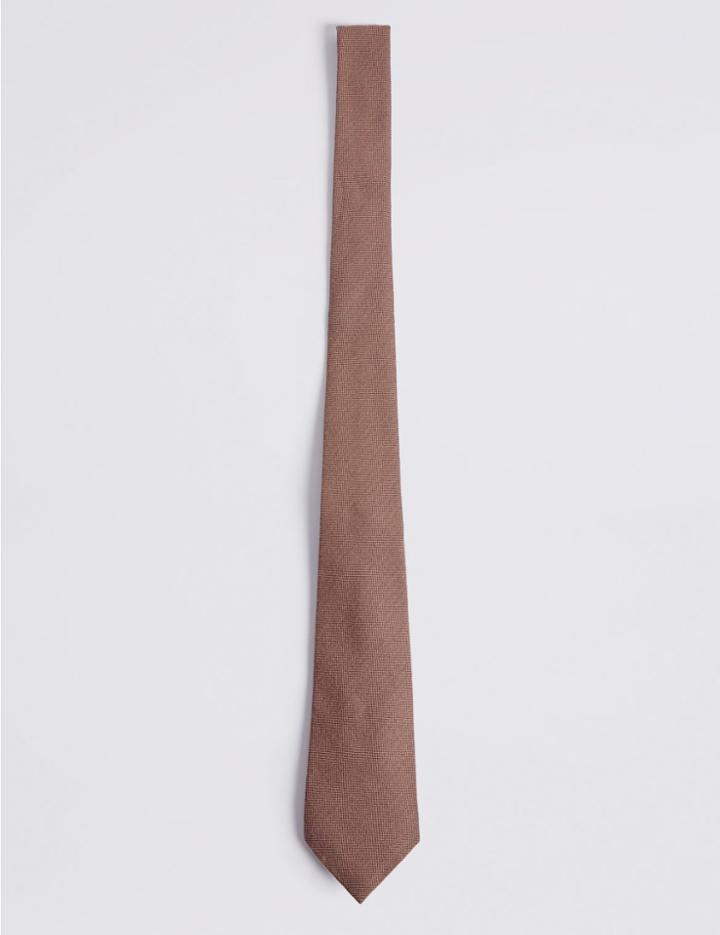 Marks & Spencer Silk Blend Textured Tie Navy
