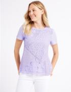 Marks & Spencer Pure Cotton Lace Short Sleeve T-shirt Lilac