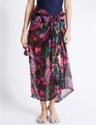 Marks & Spencer Floral Print Sarong Wrap Wine Mix