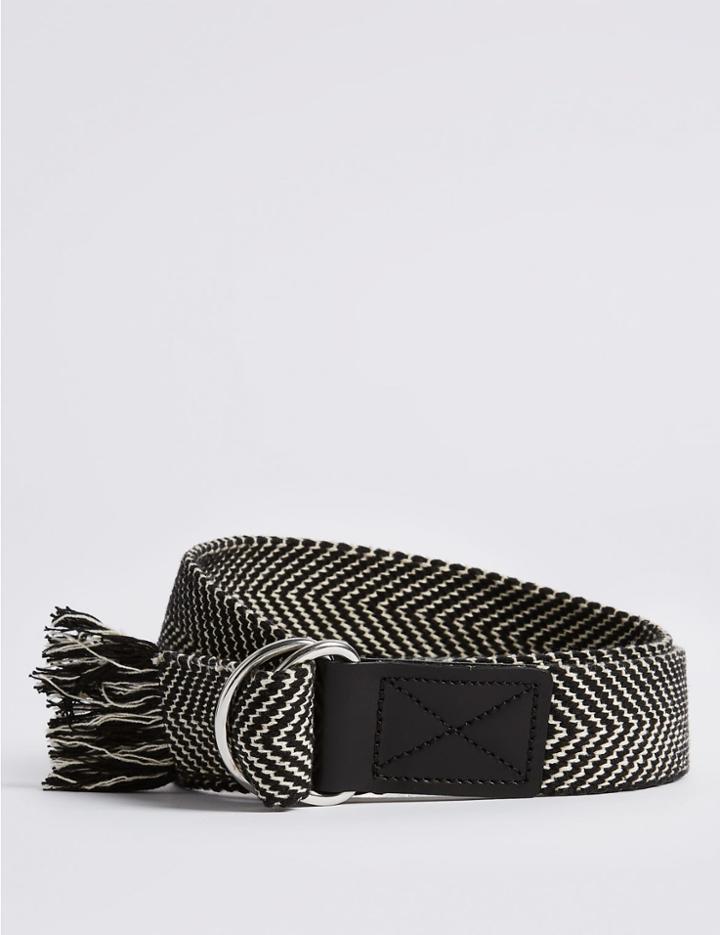 Marks & Spencer Pure Cotton Ring Woven Tassel Hip Belt Black Mix
