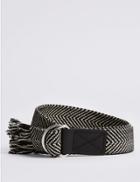 Marks & Spencer Pure Cotton Ring Woven Tassel Hip Belt Black Mix