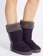 Marks & Spencer Fur Slipper Boots Purple