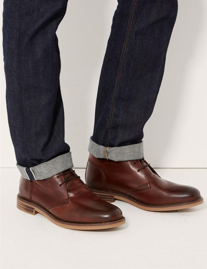 Marks & Spencer Leather Lace-up Chukka Boots Conker