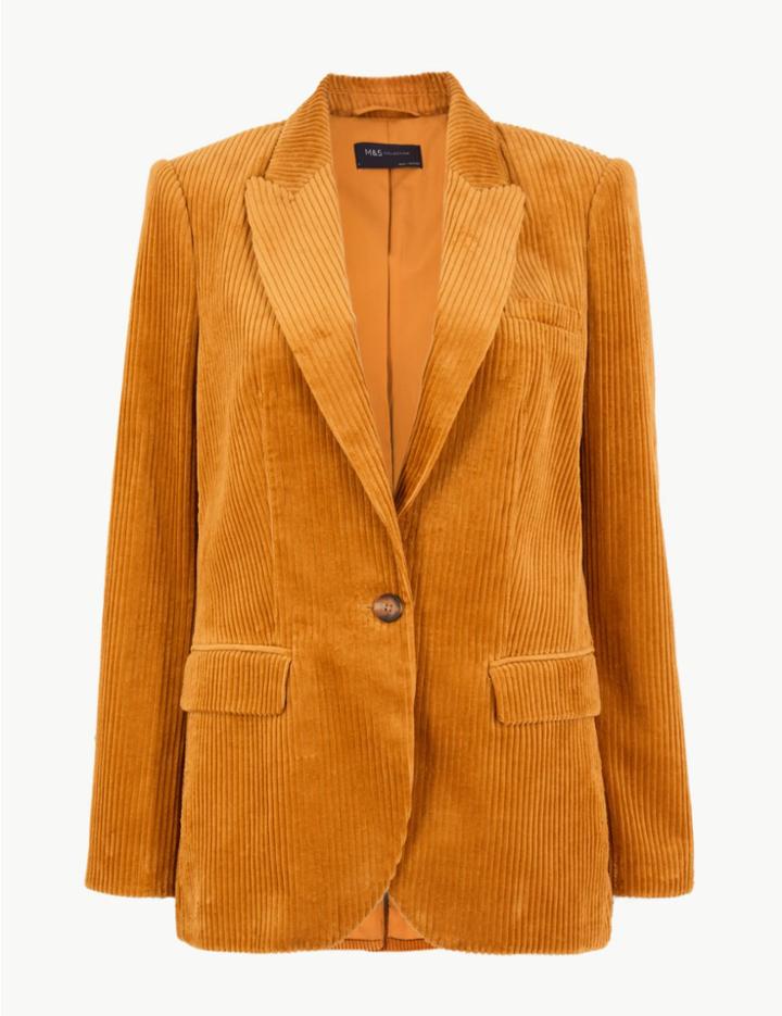 Marks & Spencer Pure Cotton Corduroy Blazer Ochre