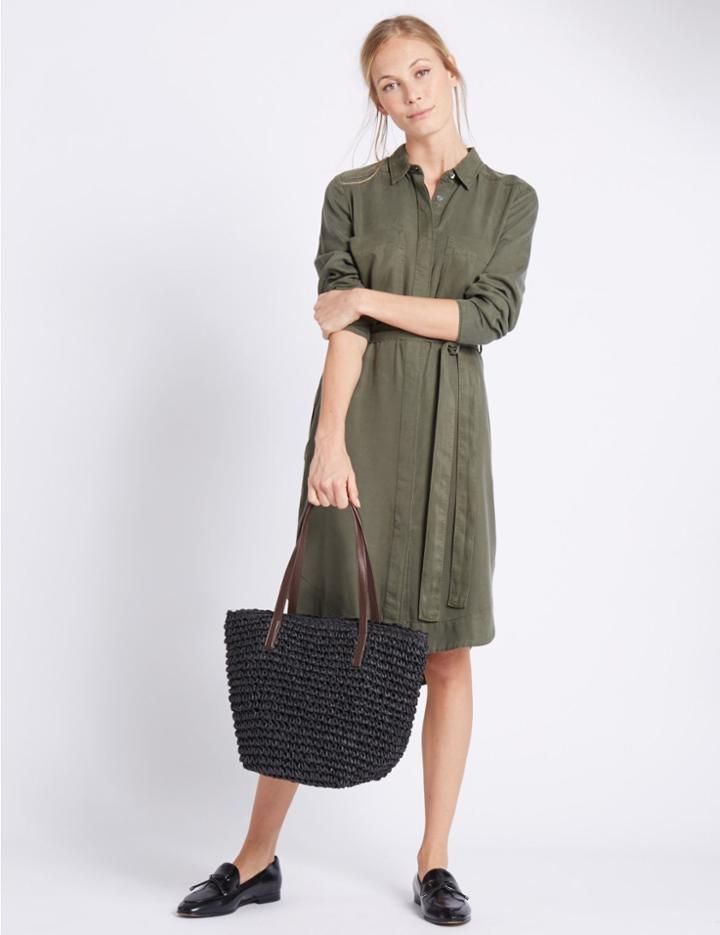 Marks & Spencer Straw Bucket Shoulder Bag Black