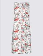 Marks & Spencer Linen Blend Printed Seam Detail Tunic Dress Ivory Mix