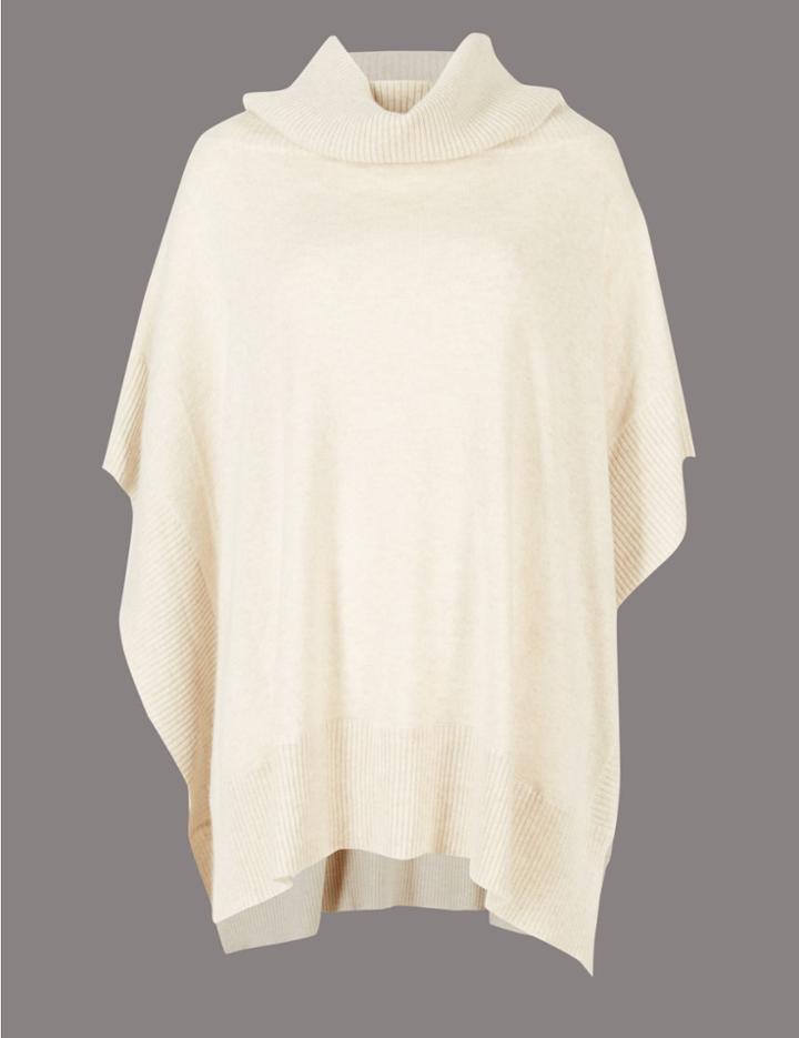 Marks & Spencer Pure Cashmere Turtle Neck Wrap Oatmeal