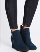 Marks & Spencer Wedge Heel Ankle Boots Navy