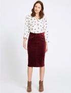 Marks & Spencer Cotton Rich A-line Midi Skirt Claret