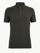 Marks & Spencer Slim Fit Pure Cotton Polo Shirt Dark Charcoal