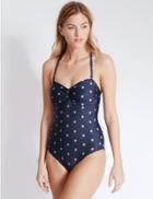 Marks & Spencer Secret Slimming&trade; Spotted Swimsuit Navy Mix