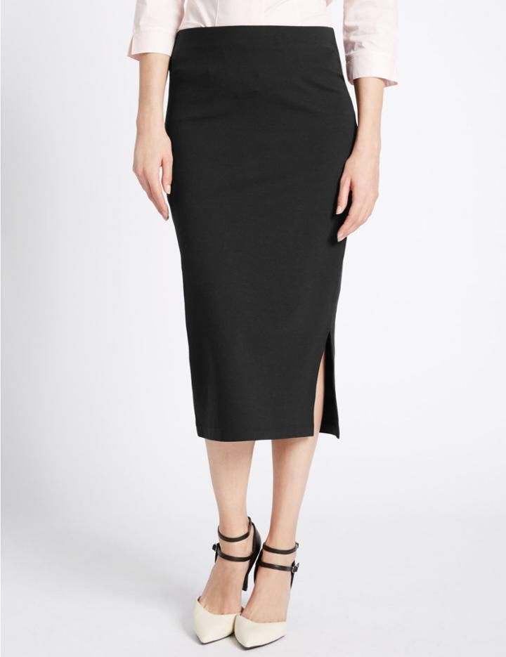 Marks & Spencer Pull On Bodycon Skirt Black Mix