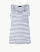Marks & Spencer Cotton Rich Striped Vest Top Grey Mix