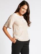 Marks & Spencer Floral Jacquard Half Sleeve Shell Top Ivory