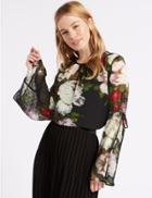 Marks & Spencer Petite Floral Print Long Sleeve Blouse Multi