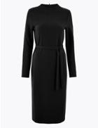 Marks & Spencer Belted Shift Midi Dress Black