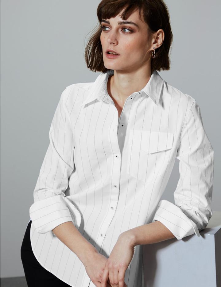 Marks & Spencer Pure Cotton Striped Button Detailed Shirt Multi
