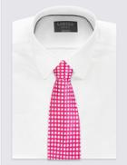 Marks & Spencer Pure Silk Royal Spotted Tie Fuchsia