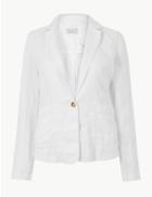 Marks & Spencer Pure Linen Single Breasted Short Jacket White