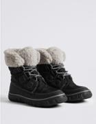 Marks & Spencer Fur Lace-up Ankle Boots Black