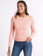 Marks & Spencer Pure Cotton Vertical Pointelle Jumper Soft Peach