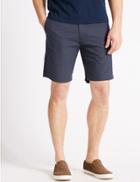 Marks & Spencer Cotton Rich Checked Chino Shorts With Stretch Navy Mix