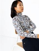 Marks & Spencer Floral Print Fitted Top Cream Mix