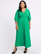 Marks & Spencer Curve Front Knot Half Sleeve Maxi Dress Green