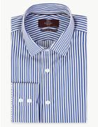 Marks & Spencer Sateen Striped Shirt Blue Mix