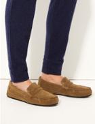 Marks & Spencer Suede Slip-on Slippers With Freshfeet&trade; Tan