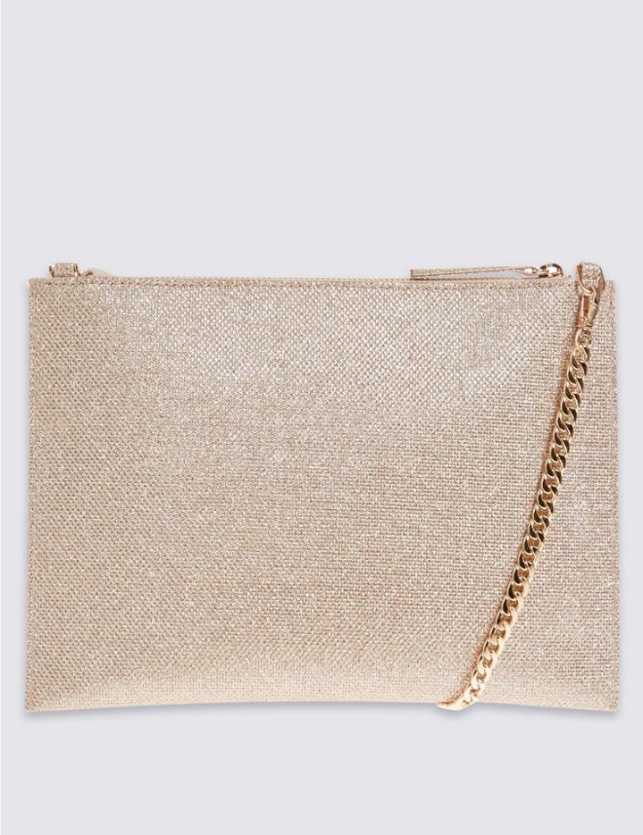 Marks & Spencer Faux Leather Chain Shoulder Bag Gold Mix