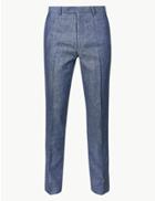 Marks & Spencer Tailored Fit Flat Front Trousers Indigo